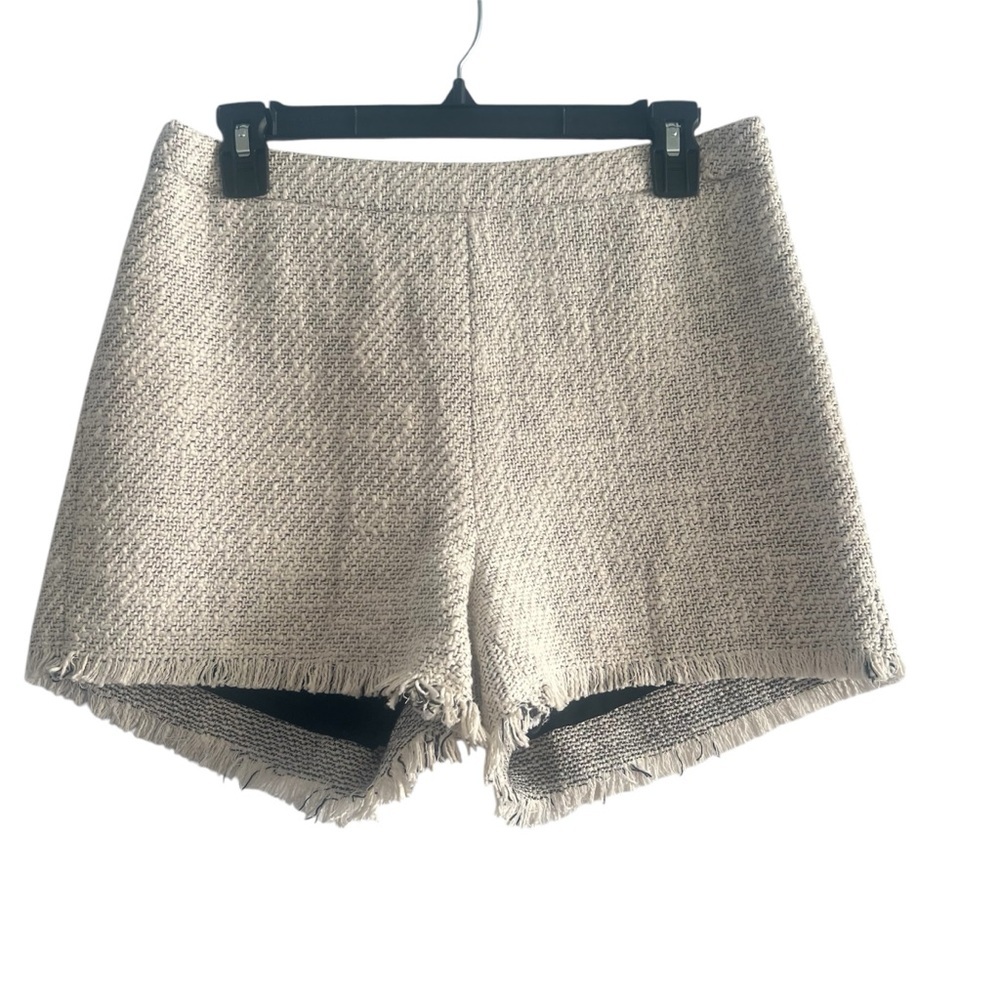 Free People Tweed Flat Front Fringed High Waisted Shorts Size 8